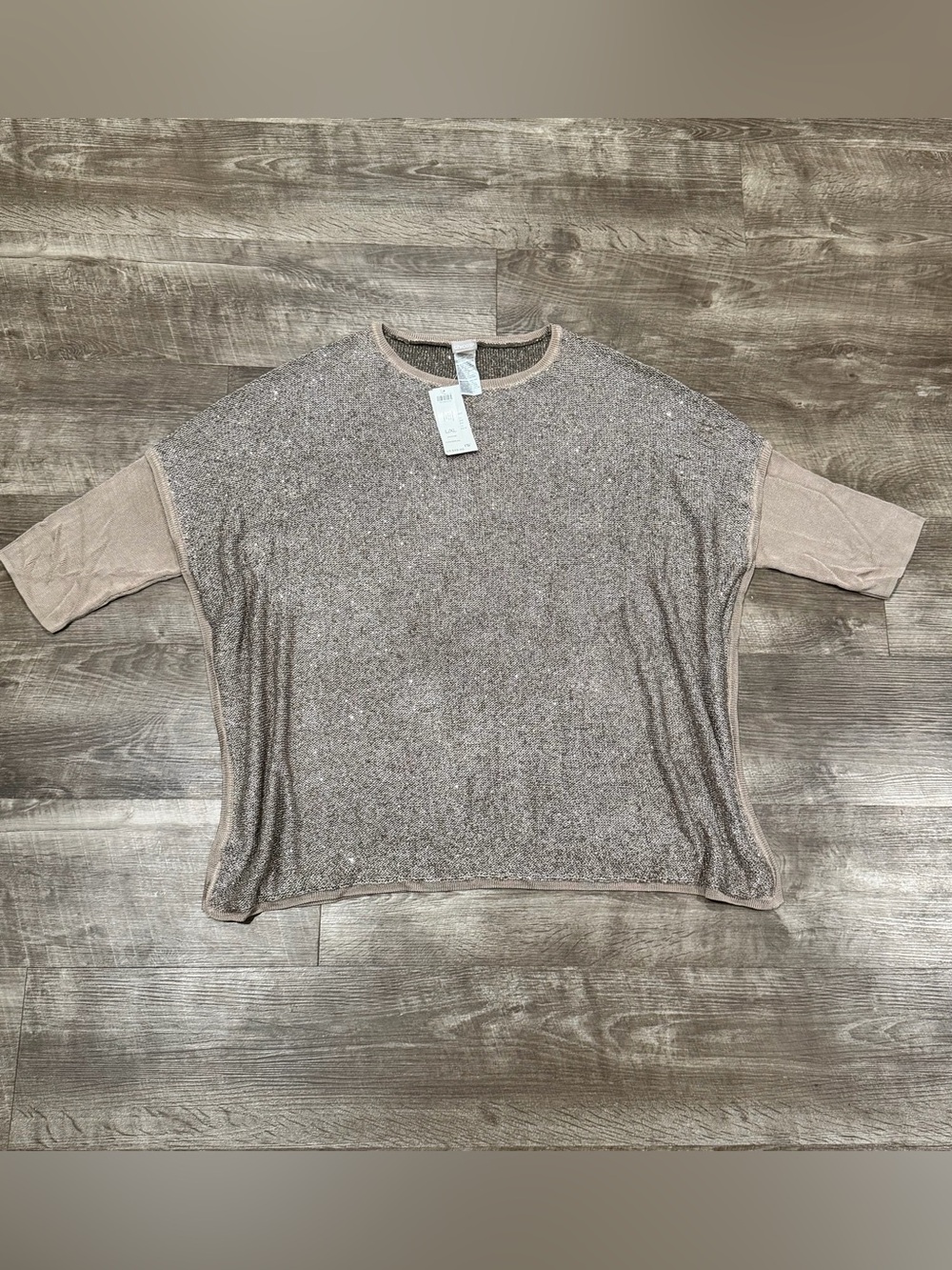 Chicos Womens Gold Sequin Knit Poncho Size L/Xl 570299547